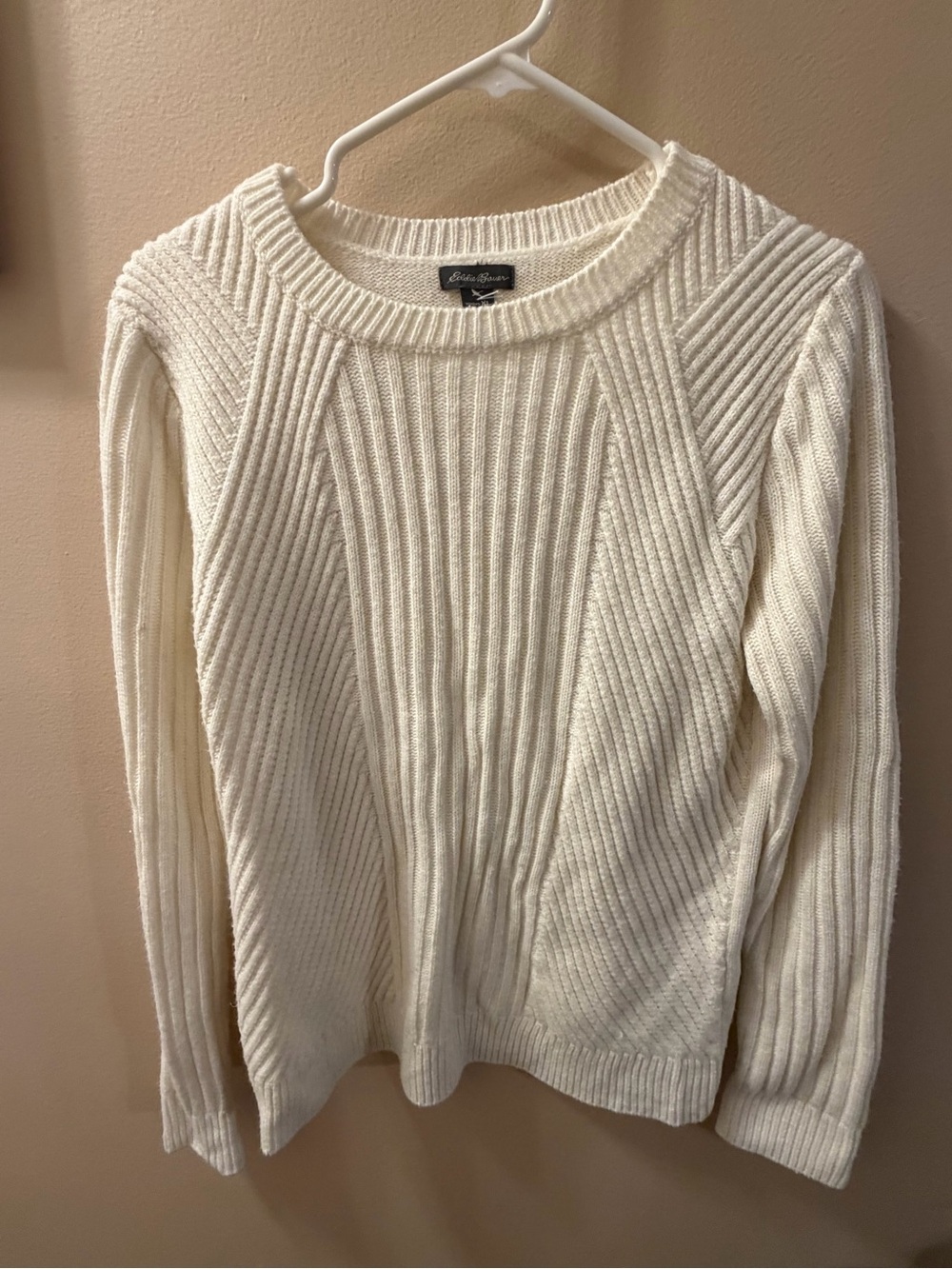 Eddie Bauer Cream Ribbed Sweater size XL
